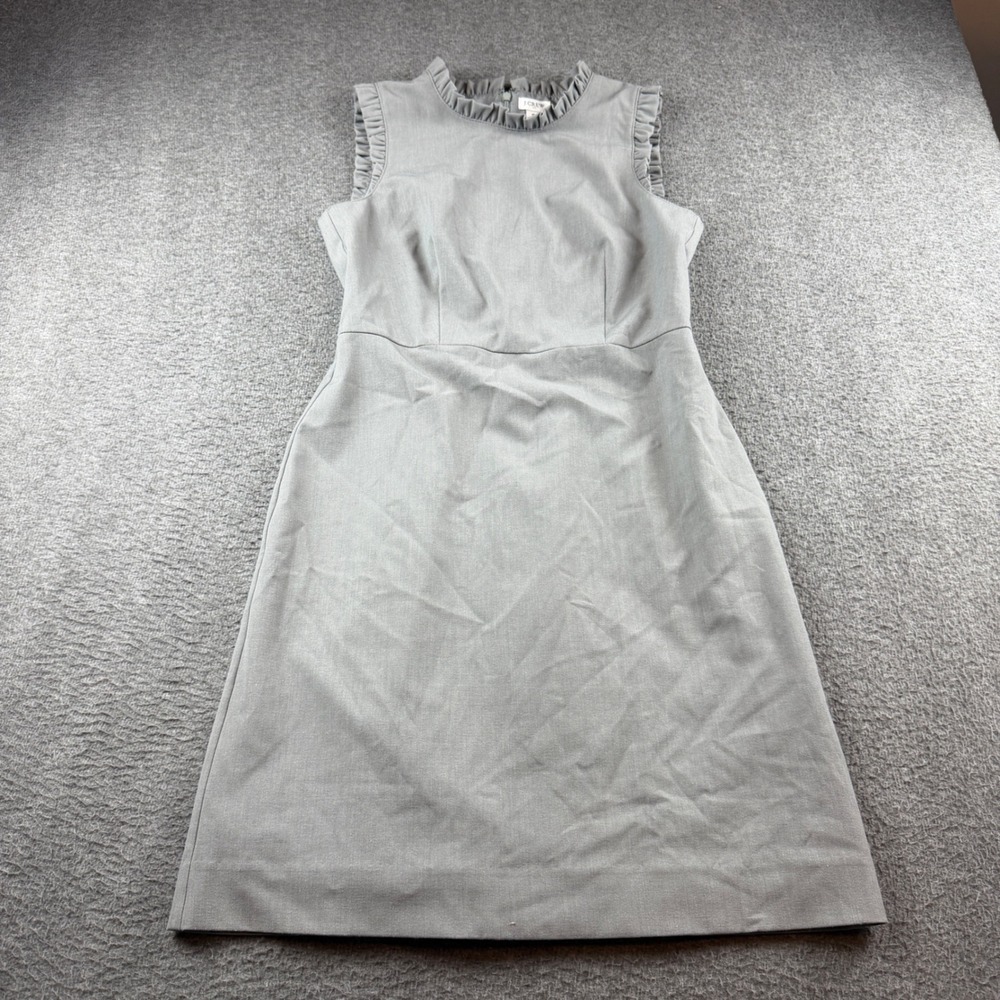 J.Crew Ruffle Sheath Dress Women's Size 6 Gray Sleeveless Workwear Professional